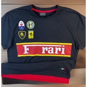 Vintage Krisp NYC T-Shirt Cars Ferrari Foreign Cars Logos Patches Shirt Men Sz L